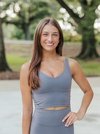 AG V-Neck Padded Active Top | Dark Gray image 2