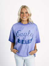 Georgia Southern Women's | "Eagles GATA" Navy Acid Wash Tee