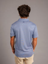 Arena Graffiti Augusta University men's "Jag Head" striped polo shirt, featuring university logo and classic collar design.