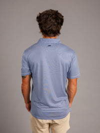 Arena Graffiti Augusta University men's "Jag Head" striped polo shirt, featuring university logo and classic collar design.
