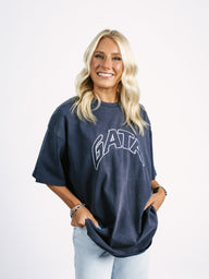 Georgia Southern Women's | "Navy Embroidered GATA" Acid Wash T-Shirt - Arena GraffitiArena Graffiti