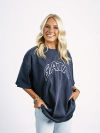 Georgia Southern Women's | "Navy Embroidered GATA" Acid Wash T-Shirt - Arena GraffitiArena Graffiti