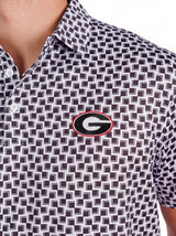 UGA Bulldogs men's checkered mark polo shirt by Arena Graffiti, featuring a classic checkered pattern and team logo.