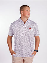 UGA Bulldogs men's black and white "Splatter Dawg" polo shirt by Arena Graffiti, featuring a stylish splatter design and team logo.