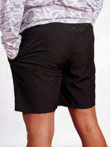 Black UGA Bulldogs men's shorts with "Oval G" logo, featuring arena graffiti design and athletic fit.