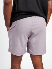 UGA Bulldogs men's grey "Dawg" shorts by Arena Graffiti, featuring team logo and athletic fit, displayed on a hanger.