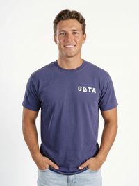 Georgia Southern Men's "Saturday in the Boro" T-Shirt by Arena Graffiti displayed on a model, featuring vibrant logo and casual fit.