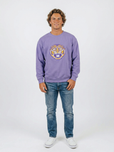 LSU Tigers men's "Mike" heavyweight crewneck sweatshirt by Arena Graffiti, featuring team logo and navy fabric.