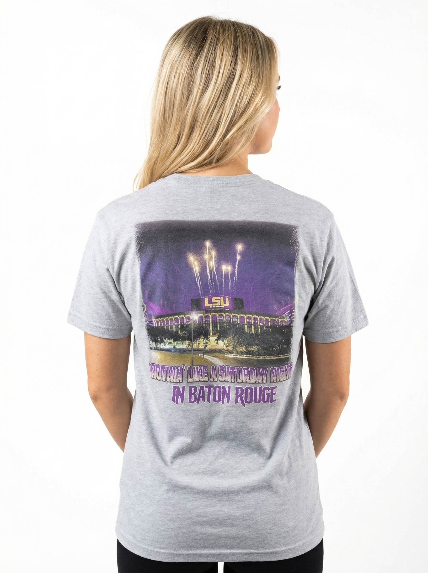 LSU Tigers Women's | "Saturday Night In Baton Rouge" Grey T-Shirt