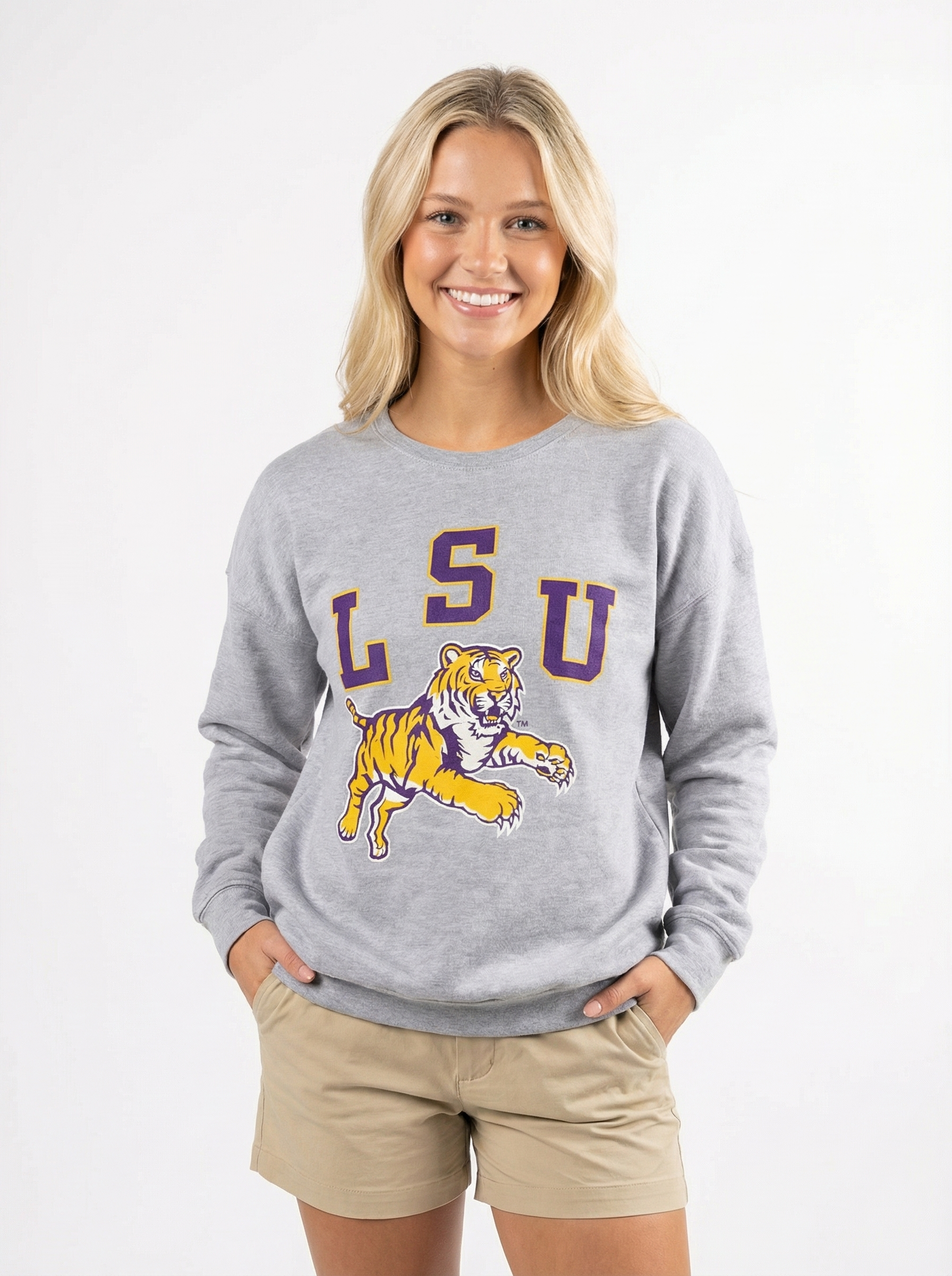 LSU Tigers Women's | "Retro Jumping Tiger" Crewneck