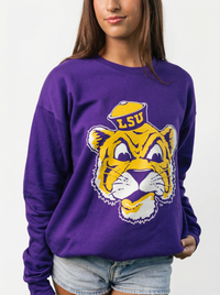LSU Tigers Women's | "Retro Mike Head" Crewneck