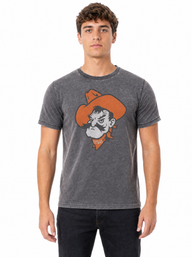Oklahoma State Cowboys Men's | Charcoal "Pistol Pete" Acid Wash Tee