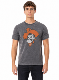 Oklahoma State Cowboys Men's | Charcoal "Pistol Pete" Acid Wash Tee