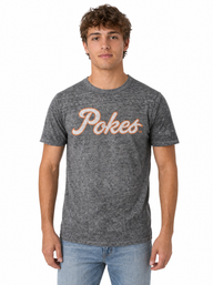 Oklahoma State Cowboys Men's | Grey "Pokes Script" Acid Wash Tee