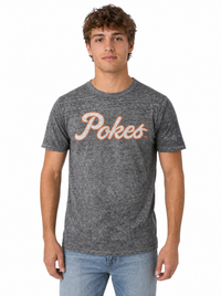 Oklahoma State Cowboys Men's | Grey "Pokes Script" Acid Wash Tee