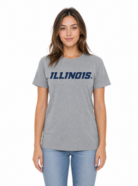 Illinois Fighting Illini Women's | Grey "Block Wordmark" Tee