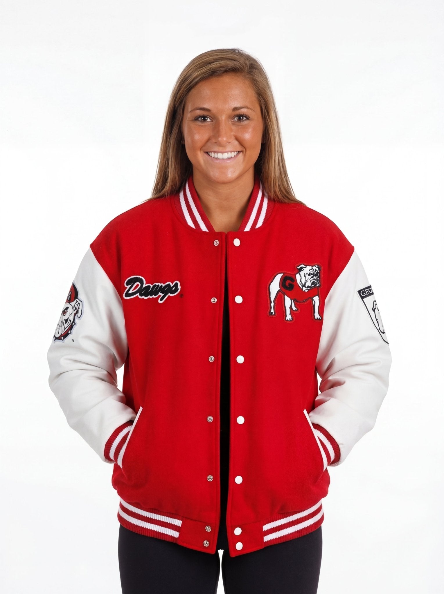 UGA Bulldogs Women’s | “Redline Varsity” Letterman Jacket - Arena GraffitiArena Graffiti